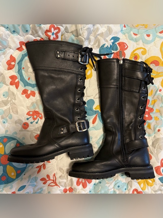 Harley-Davidson Shoes - Harley Davidson Women's Black Lace-Up Boots with Buckle Accents